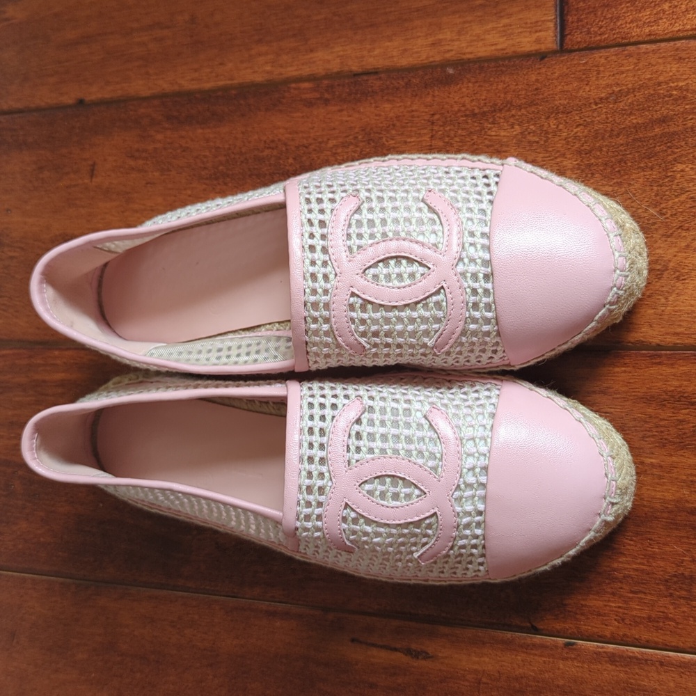 Chanel Pink Espadrille Flats